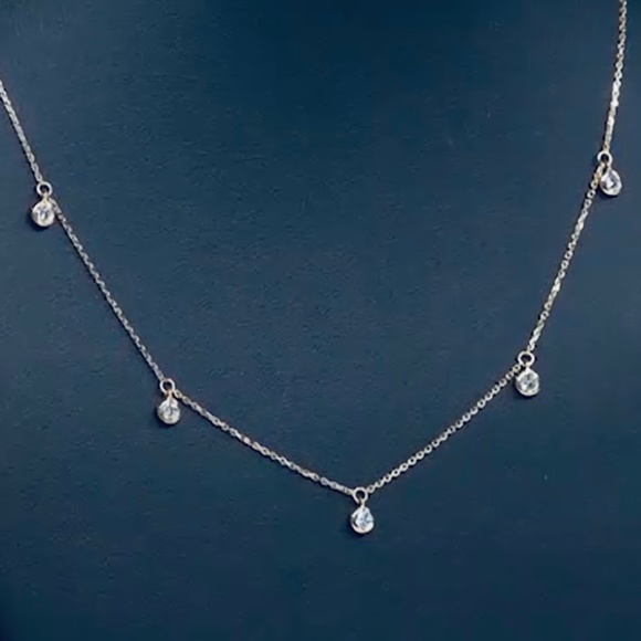 14K White Gold & Genuine Diamond Charm Necklace - Picture 8 of 10
